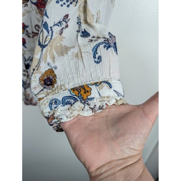 St Johns Bay Top Women XL Paisley Floral Boho Peasant Cottagecore Ruffle Casual - Picture 6 of 7